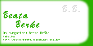 beata berke business card